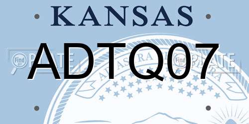 ADTQ07 Kansas License Plate