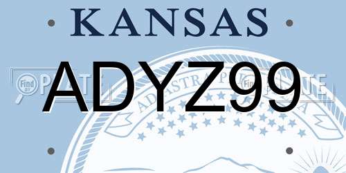 ADYZ99 Kansas License Plate