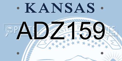 ADZ159 Kansas License Plate