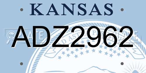 ADZ2962 Kansas License Plate