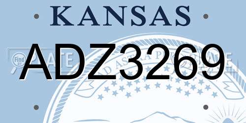 ADZ3269 Kansas License Plate