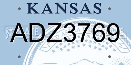 ADZ3769 Kansas License Plate