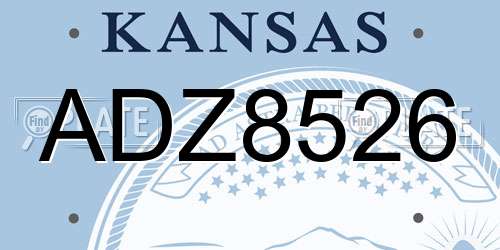 ADZ8526 Kansas License Plate