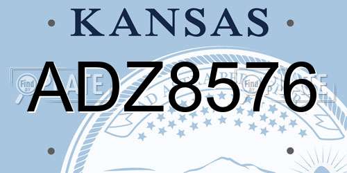 ADZ8576 Kansas License Plate