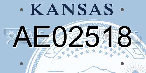 AE02518 Kansas License Plate