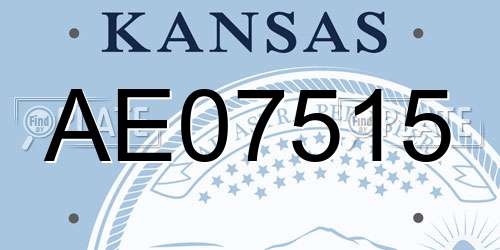 AE07515 Kansas License Plate