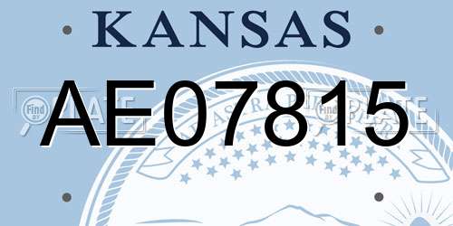 AE07815 Kansas License Plate
