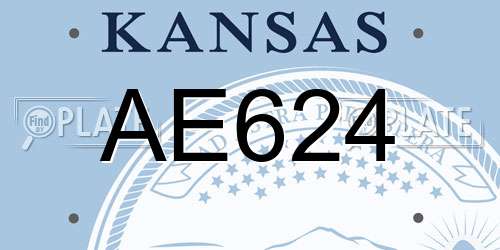 AE624 Kansas License Plate