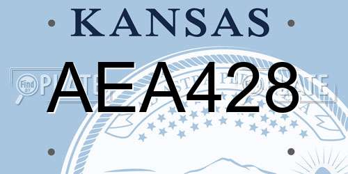 AEA428 Kansas License Plate