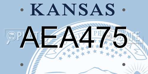 AEA475 Kansas License Plate
