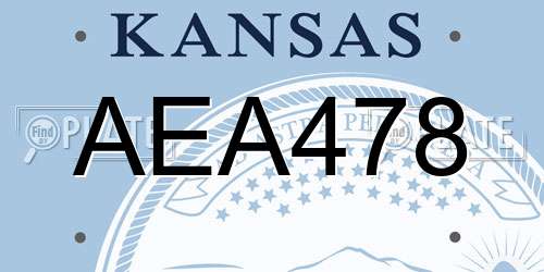 AEA478 Kansas License Plate