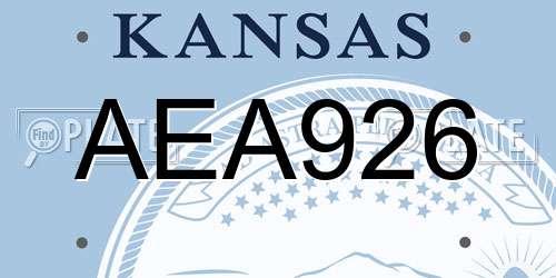 AEA926 Kansas License Plate