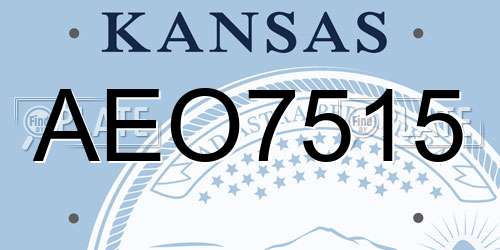 AEO7515 Kansas License Plate