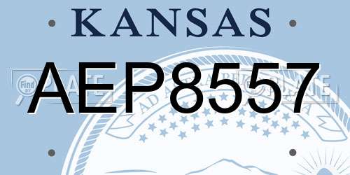 AEP8557 Kansas License Plate