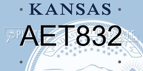 AET832 Kansas License Plate