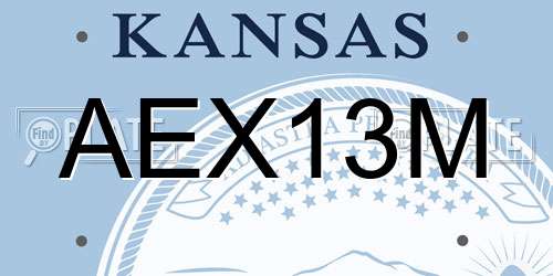 AEX13M Kansas License Plate