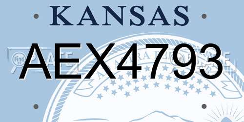 AEX4793 Kansas License Plate