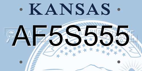 AF5S555 Kansas License Plate