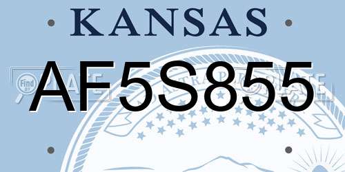 AF5S855 Kansas License Plate