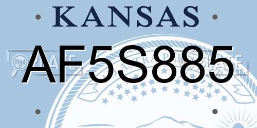 AF5S885 Kansas License Plate