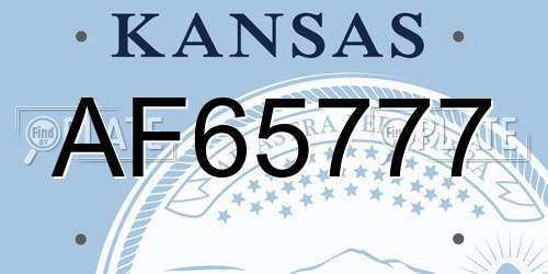 AF65777 Kansas License Plate