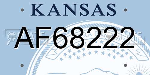 AF68222 Kansas License Plate