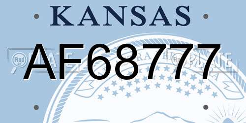 AF68777 Kansas License Plate