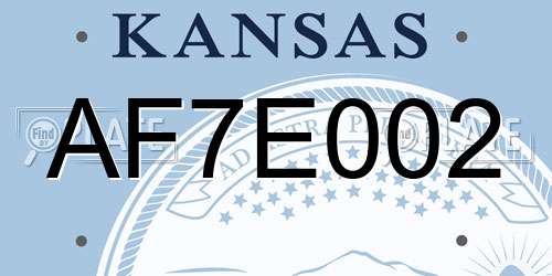 AF7E002 Kansas License Plate