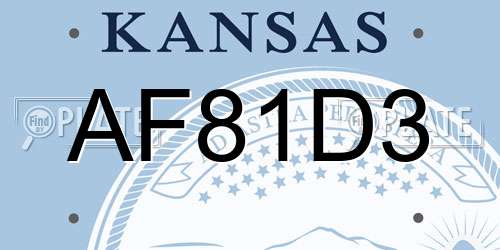 AF81D3 Kansas License Plate