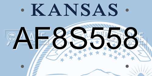 AF8S558 Kansas License Plate