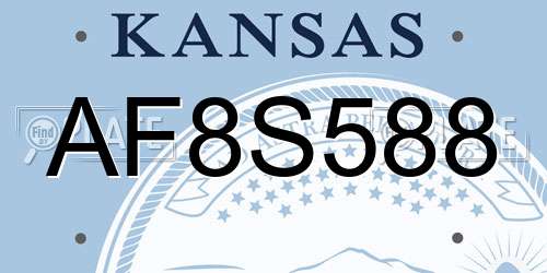 AF8S588 Kansas License Plate