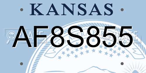 AF8S855 Kansas License Plate