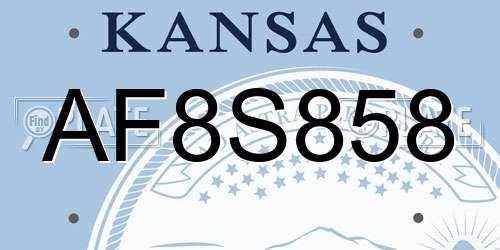 AF8S858 Kansas License Plate