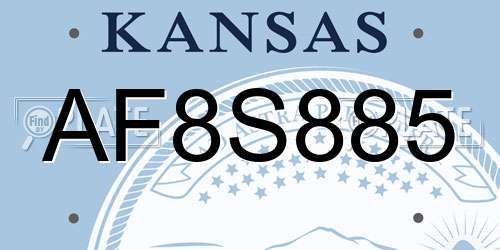 AF8S885 Kansas License Plate