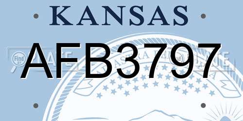 AFB3797 Kansas License Plate