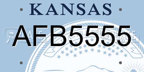 AFB5555 Kansas License Plate