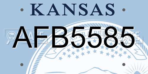 AFB5585 Kansas License Plate