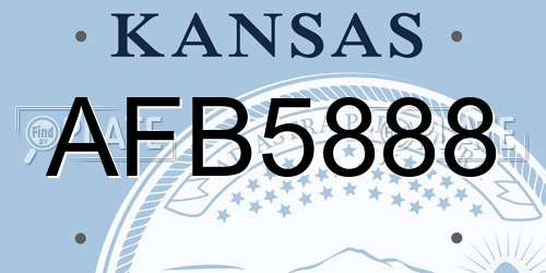 AFB5888 Kansas License Plate