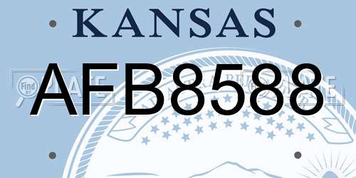 AFB8588 Kansas License Plate