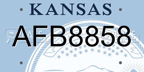 AFB8858 Kansas License Plate
