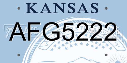 AFG5222 Kansas License Plate