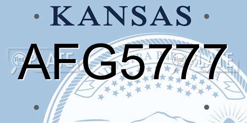 AFG5777 Kansas License Plate