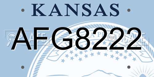 AFG8222 Kansas License Plate