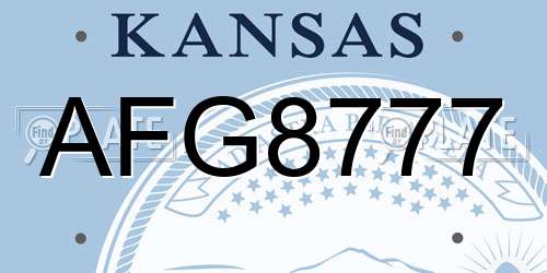 AFG8777 Kansas License Plate