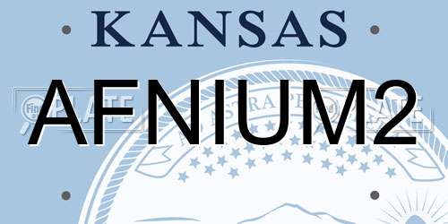 AFNIUM2 Kansas License Plate