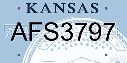 AFS3797 Kansas License Plate