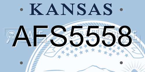 AFS5558 Kansas License Plate