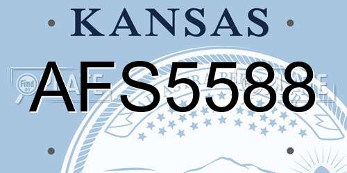 AFS5588 Kansas License Plate
