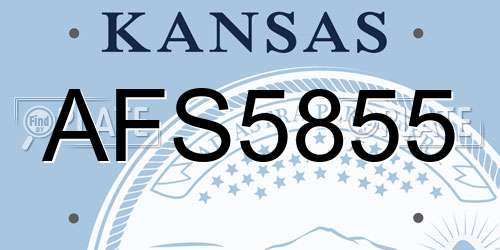 AFS5855 Kansas License Plate