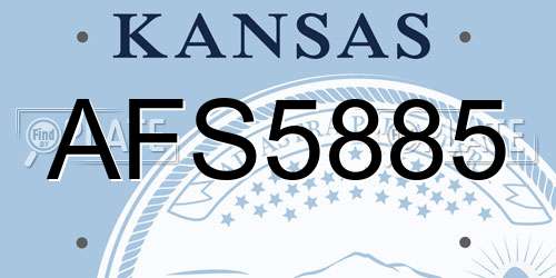AFS5885 Kansas License Plate